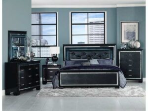 Black bedroom furniture with led lights